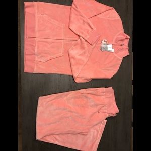 Pink/peach velour jogging suit